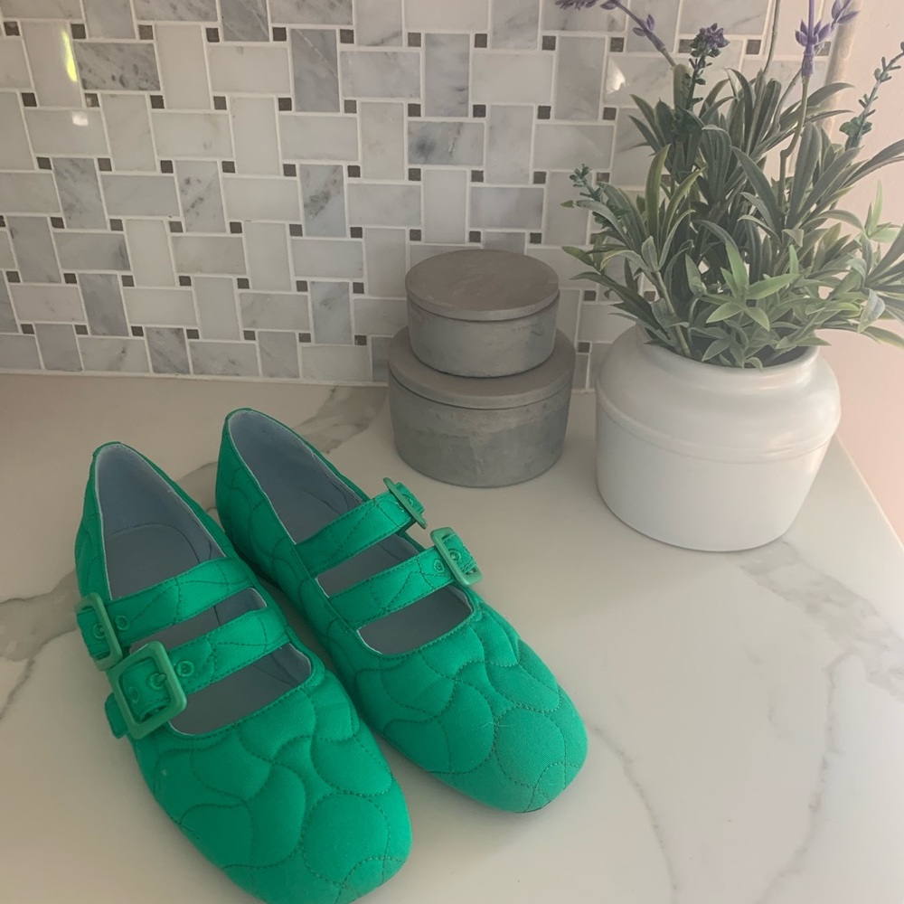 Camper Green Quilted Mary Jane Flats - Picture 5 of 7